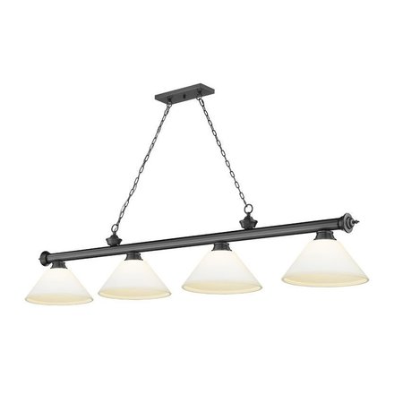 Z-LITE Cordon 4 Light Billiard, Bronze Plate & Matte Opal 2306-4BP-AMO14